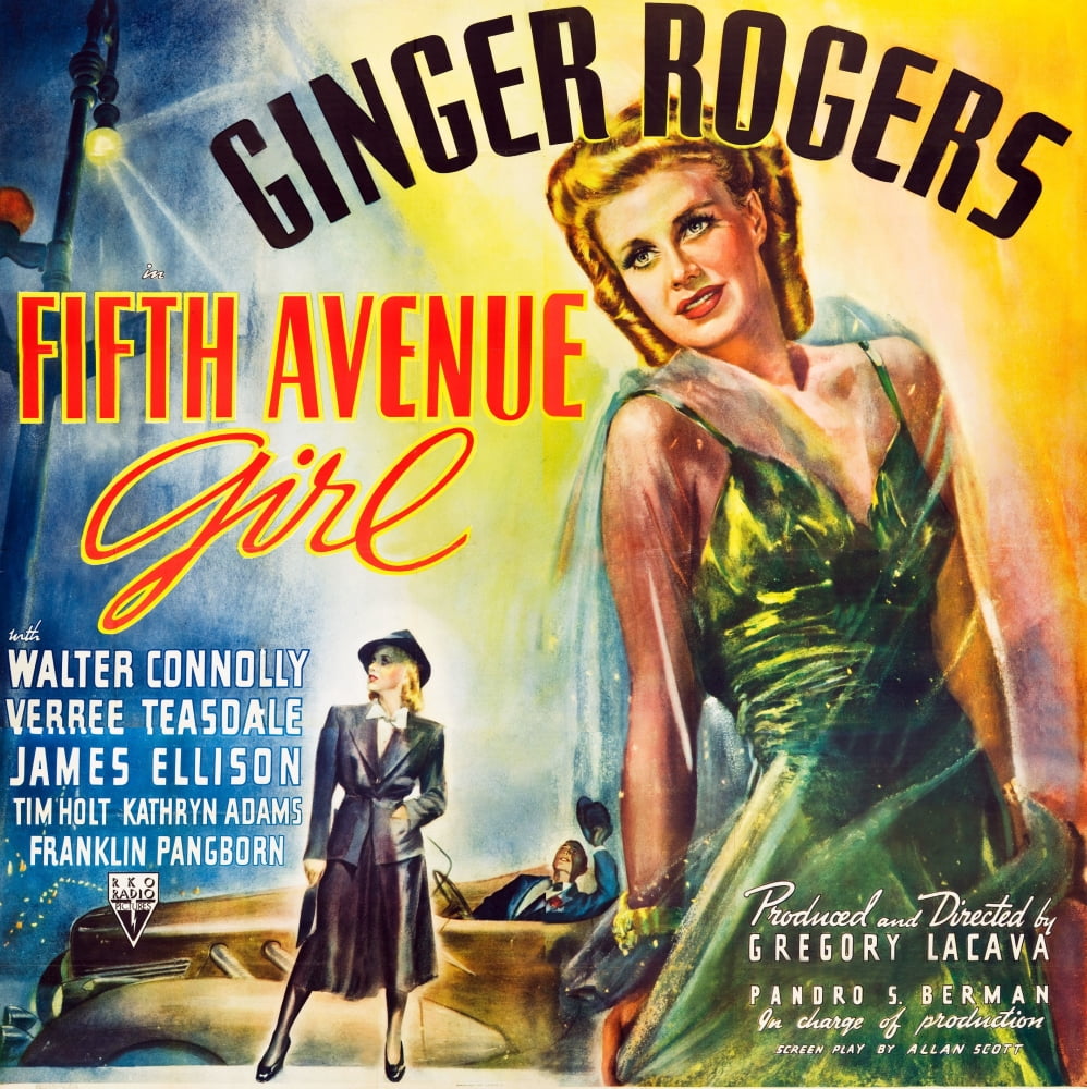 Fifth Avenue movie poster print featuring Ginger Rogers from 1939.