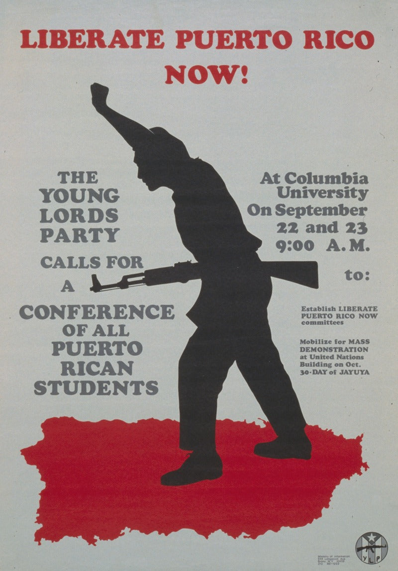 Liberate Puerto Rico poster print featuring Young Lords Party conference call.
