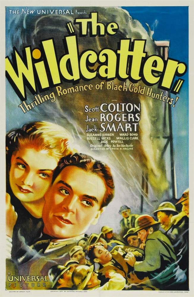 The Wildcatter movie poster featuring Jean Rogers and Scott Colton, 1937