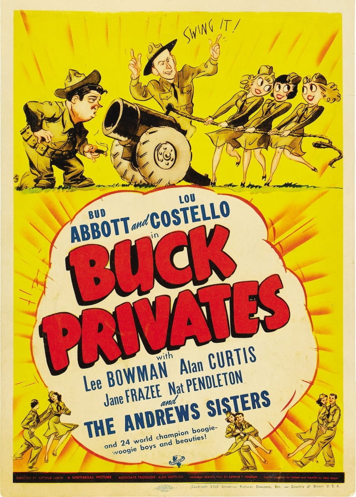 Buck Privates movie poster print featuring Lou Costello and Bud Abbott (11x17)
