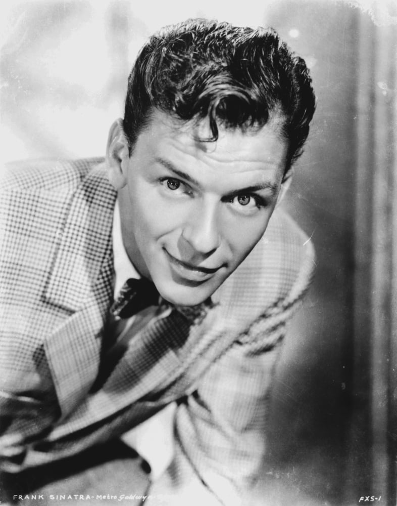 Close-up portrait photo print of Frank Sinatra, iconic music legend.