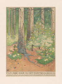 Bos met Versierde en Verlichte Kerstbomen poster print by Willem Wenckebach featuring decorated Christmas trees.