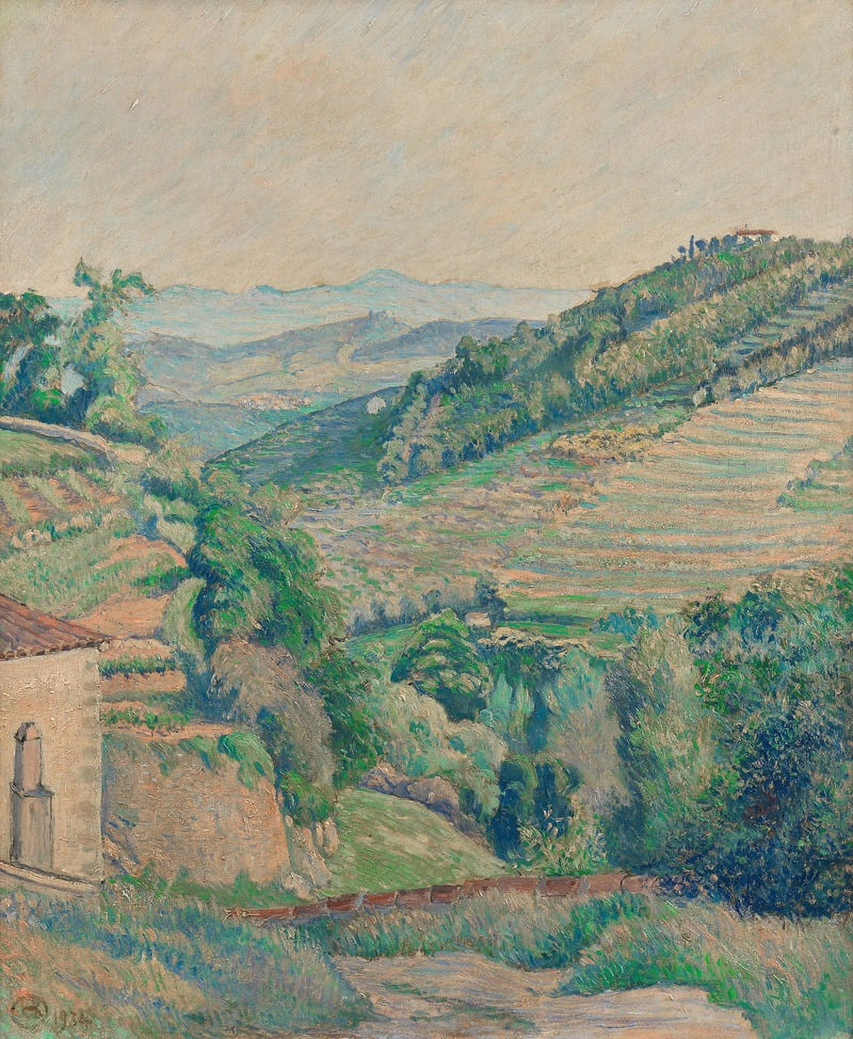Le Mont Verdaille Cotignac Art Print by Lucien Pissarro, vibrant landscape artwork.