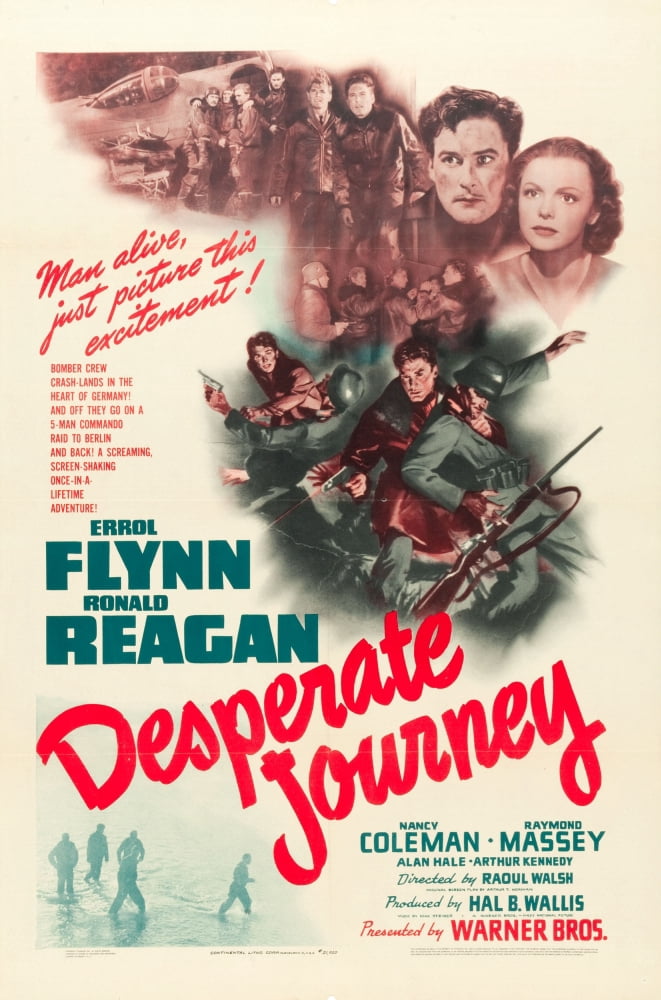 Desperate Journey Movie Masterprint Poster featuring Errol Flynn and Nancy Coleman