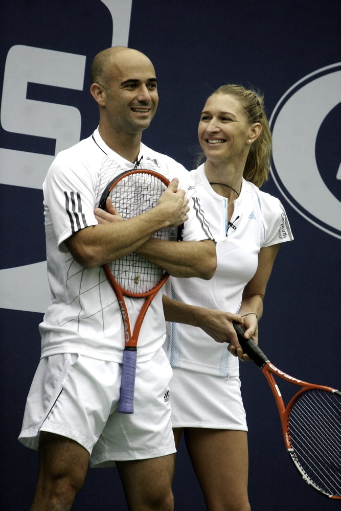 Steffi Graf smiling alongside Andre Agassi photo print