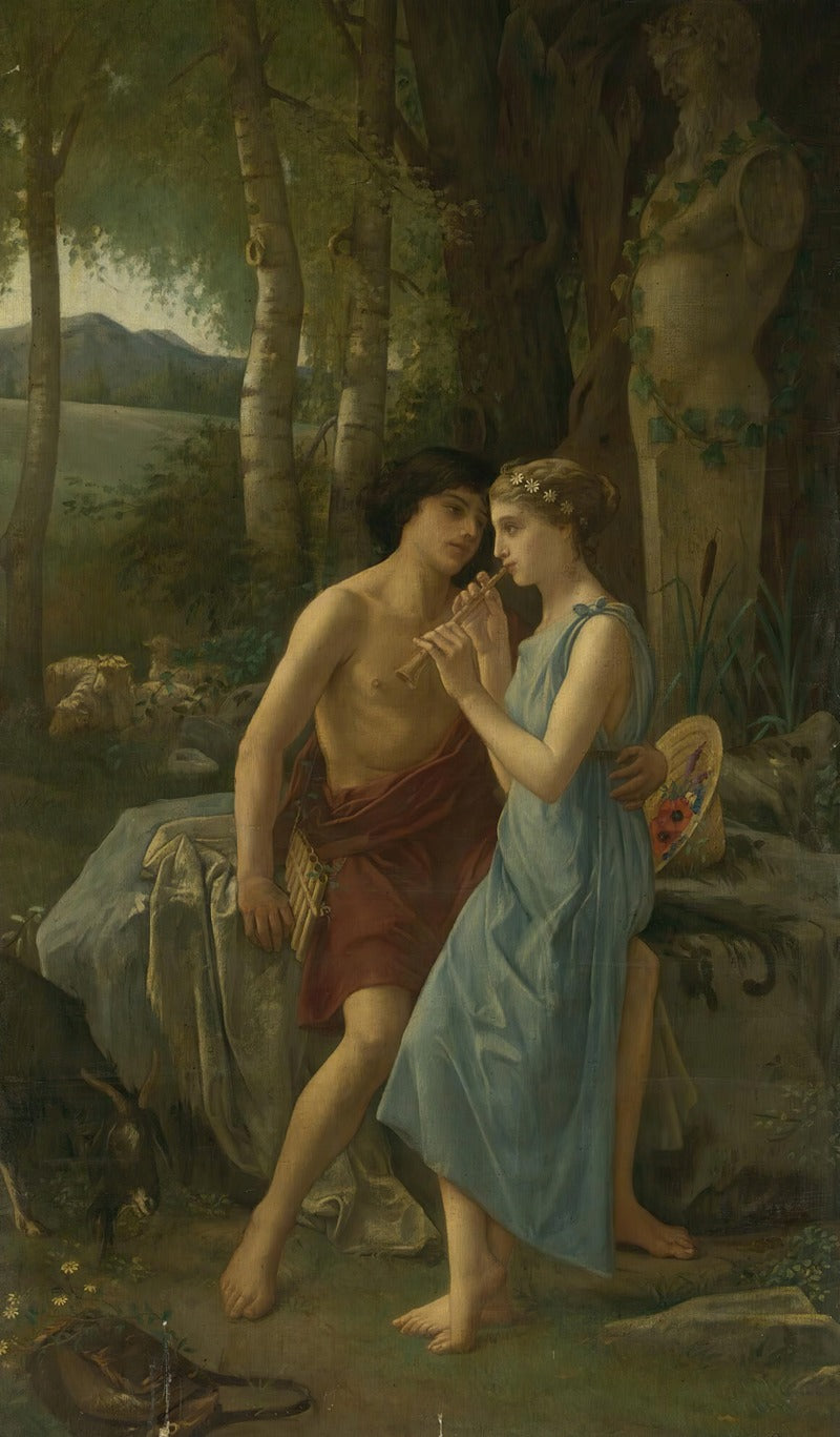 Daphnis and Chloé art print by Pierre Cabanel, showcasing romantic Greek mythology.