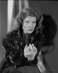 Katherine Hepburn posed in a classic black dress photo print