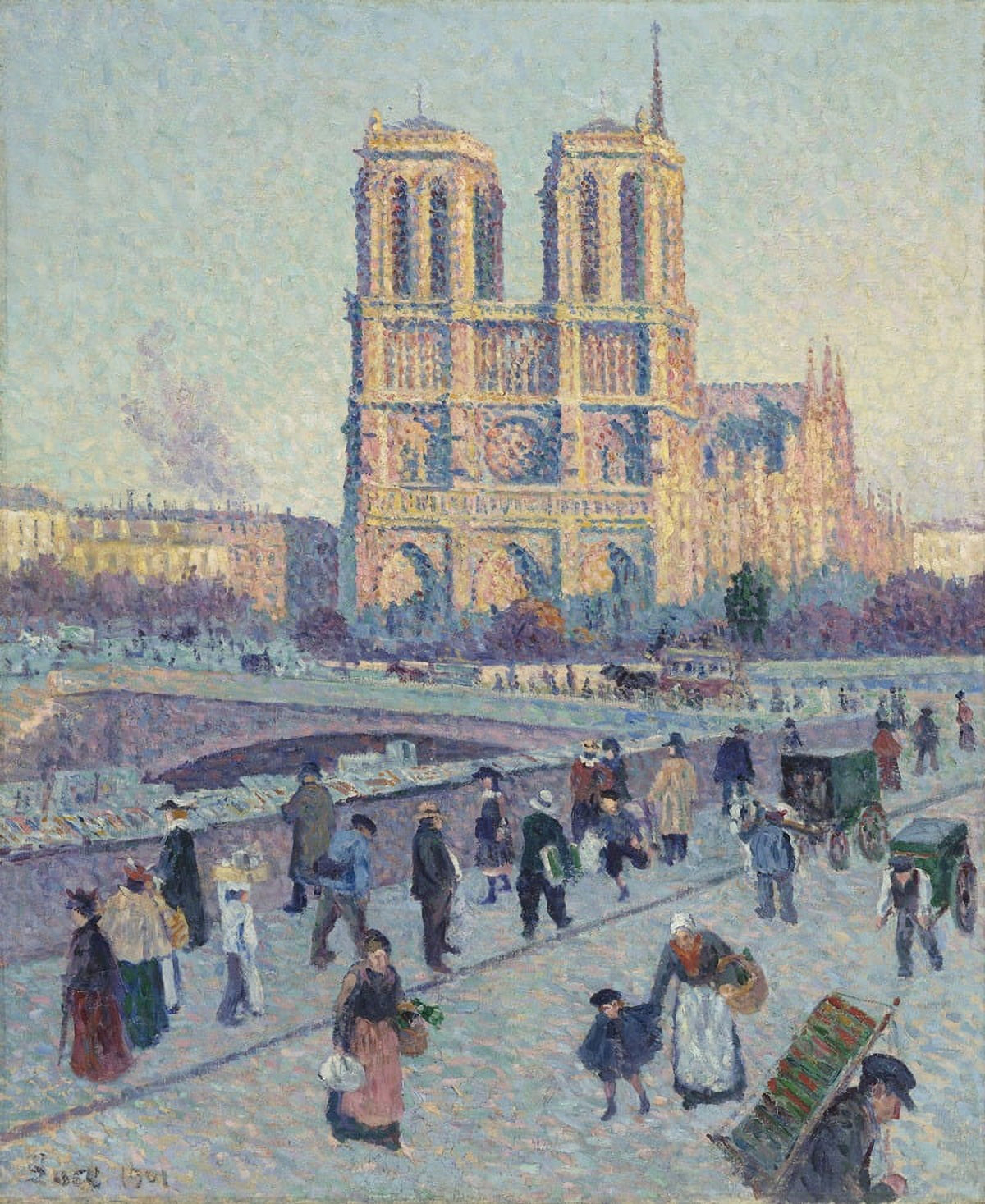Quai Saint-Michel and Notre-Dame art print by Maximilien Luce, showcasing Parisian architecture.
