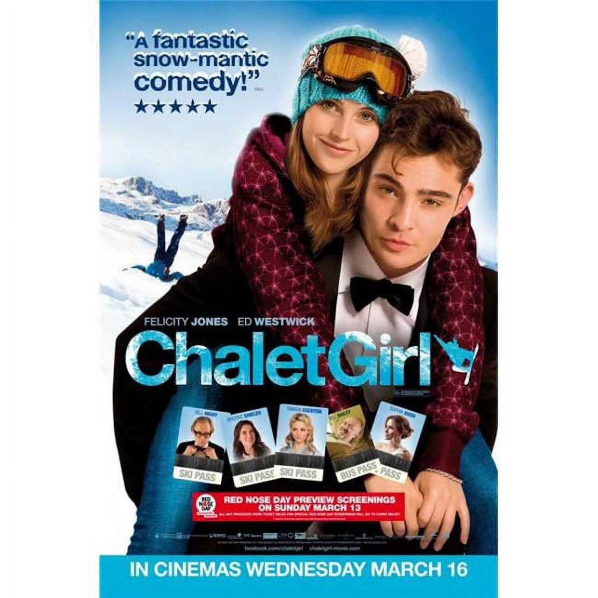 Chalet Girl movie poster 11x17 print showcasing winter sports and adventure.
