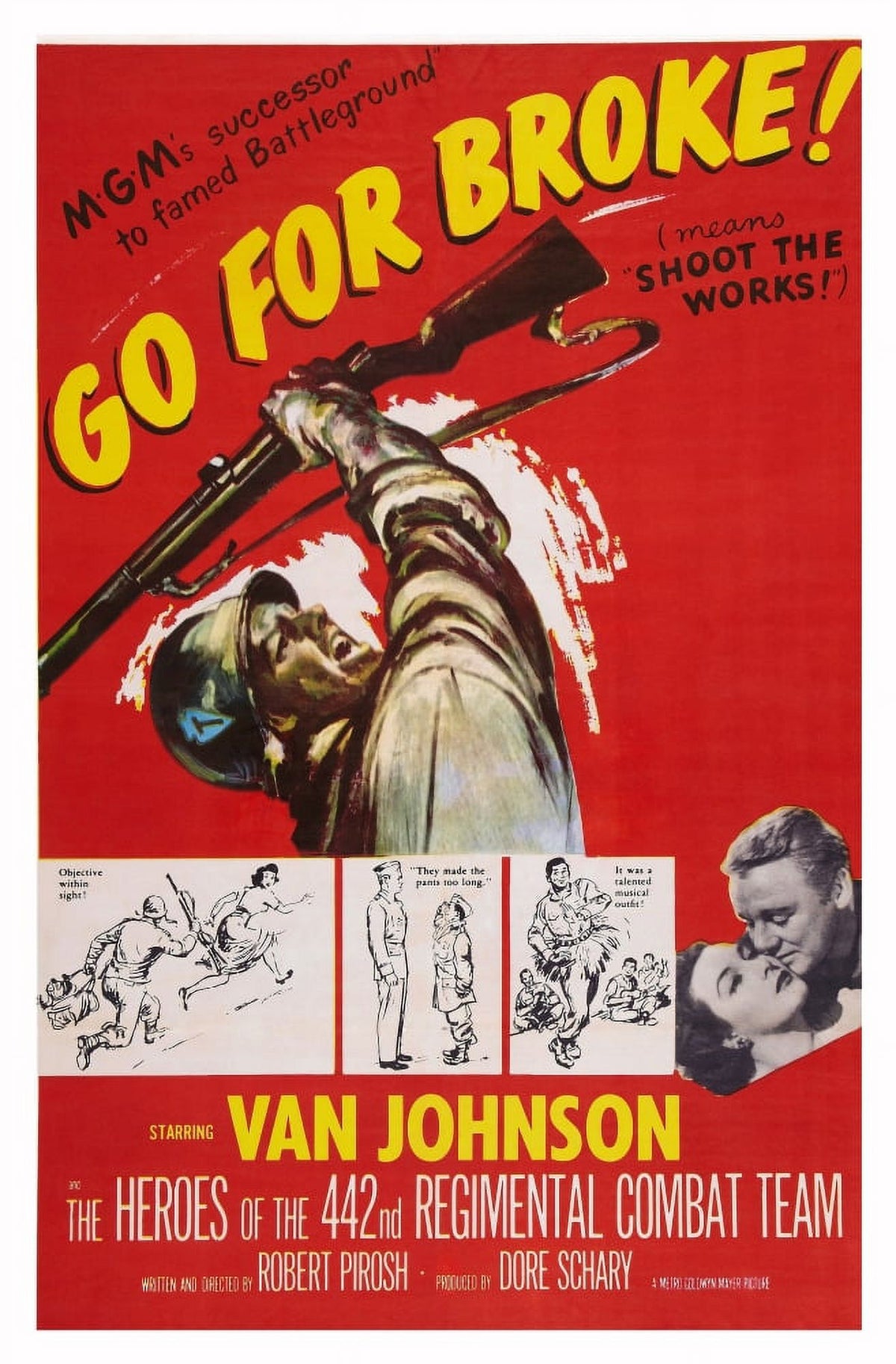 Go For Broke 1951 Movie Poster Art Print featuring Van Johnson and Gianna Maria Canale