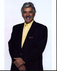 Dennis Farina photo print in blazer and yellow top, 8x10.