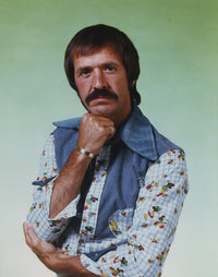 Sonny Bono posed in printed long sleeve polo photo print