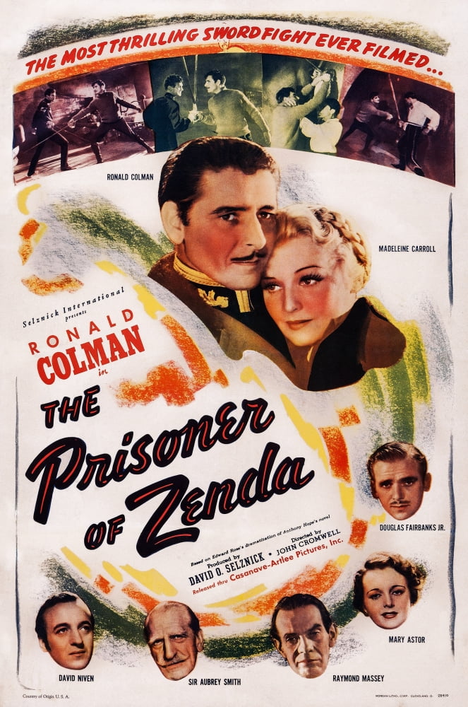 The Prisoner of Zenda 1937 movie poster art print featuring David Niven and Ronald Colman.