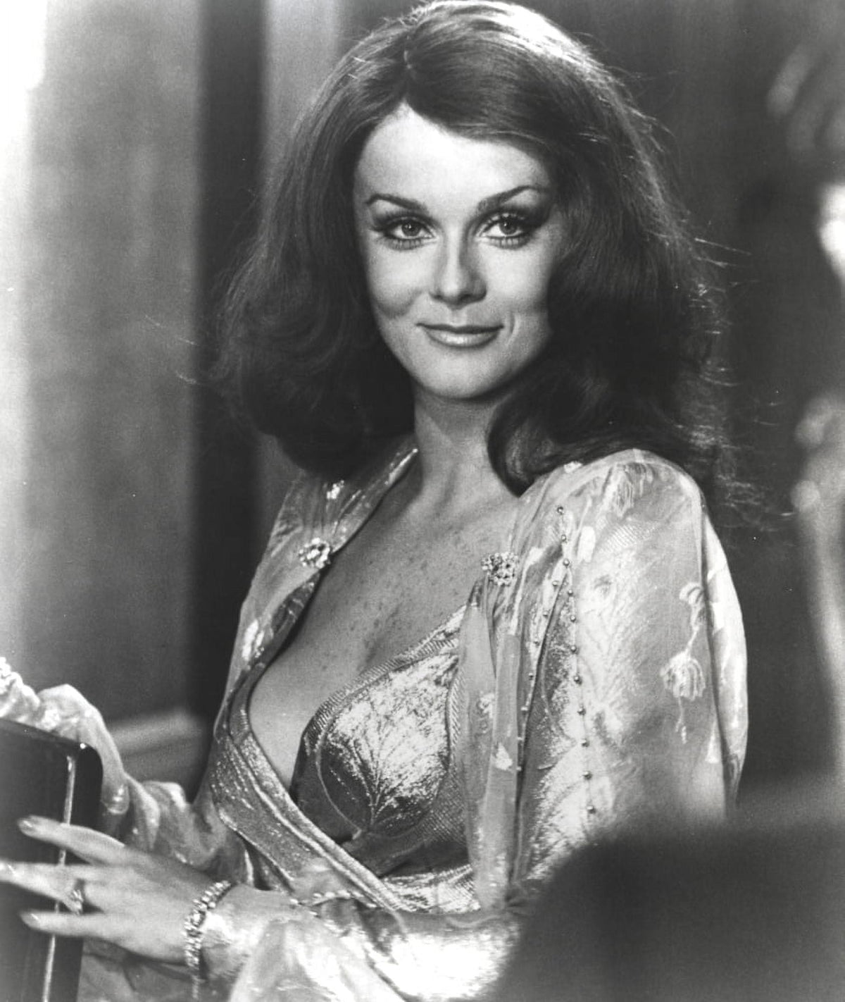Classic portrait photo print of Ann Margret in a glittering dress.
