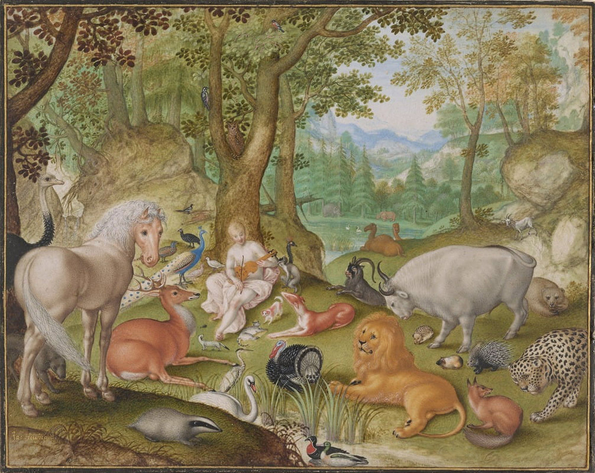 Orpheus Charming the Animals art print by Jacob Hoefnagel