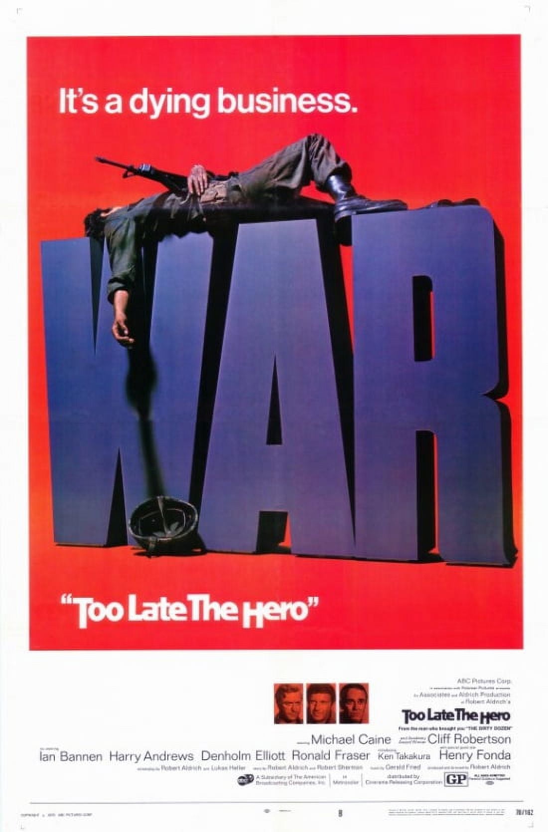 Too Late the Hero movie poster print 27x40