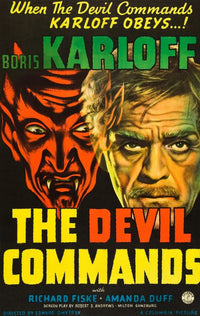 The Devil Commands movie poster featuring Boris Karloff, 1941