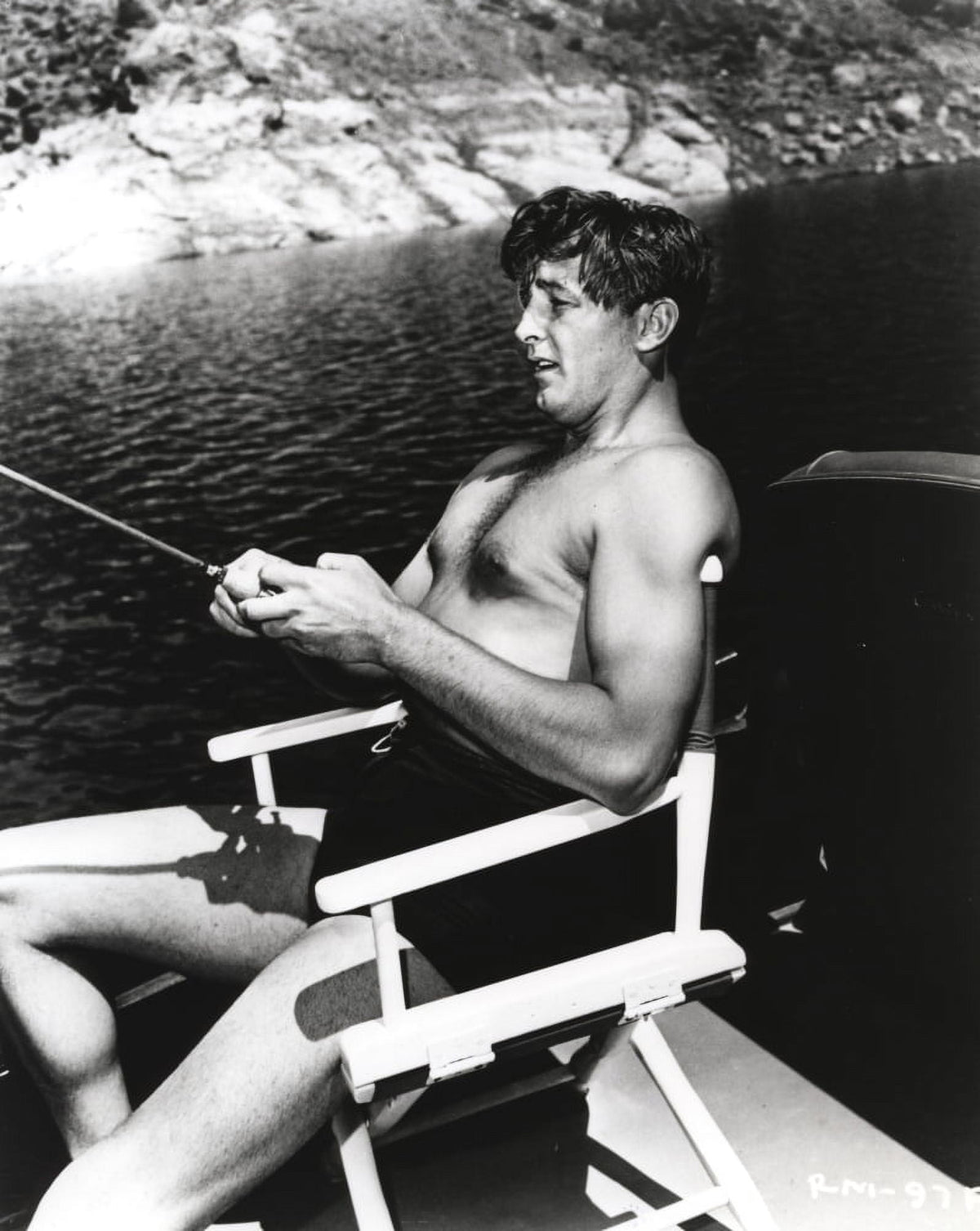 Robert Mitchum fishing photo print - Classic Hollywood memorabilia