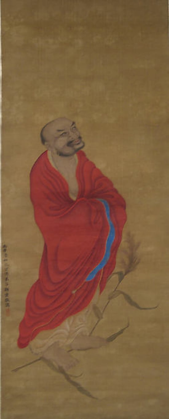 Old Bodhidharma Crossing River on Reed Poster Print by Zheng Zhong, 8x10