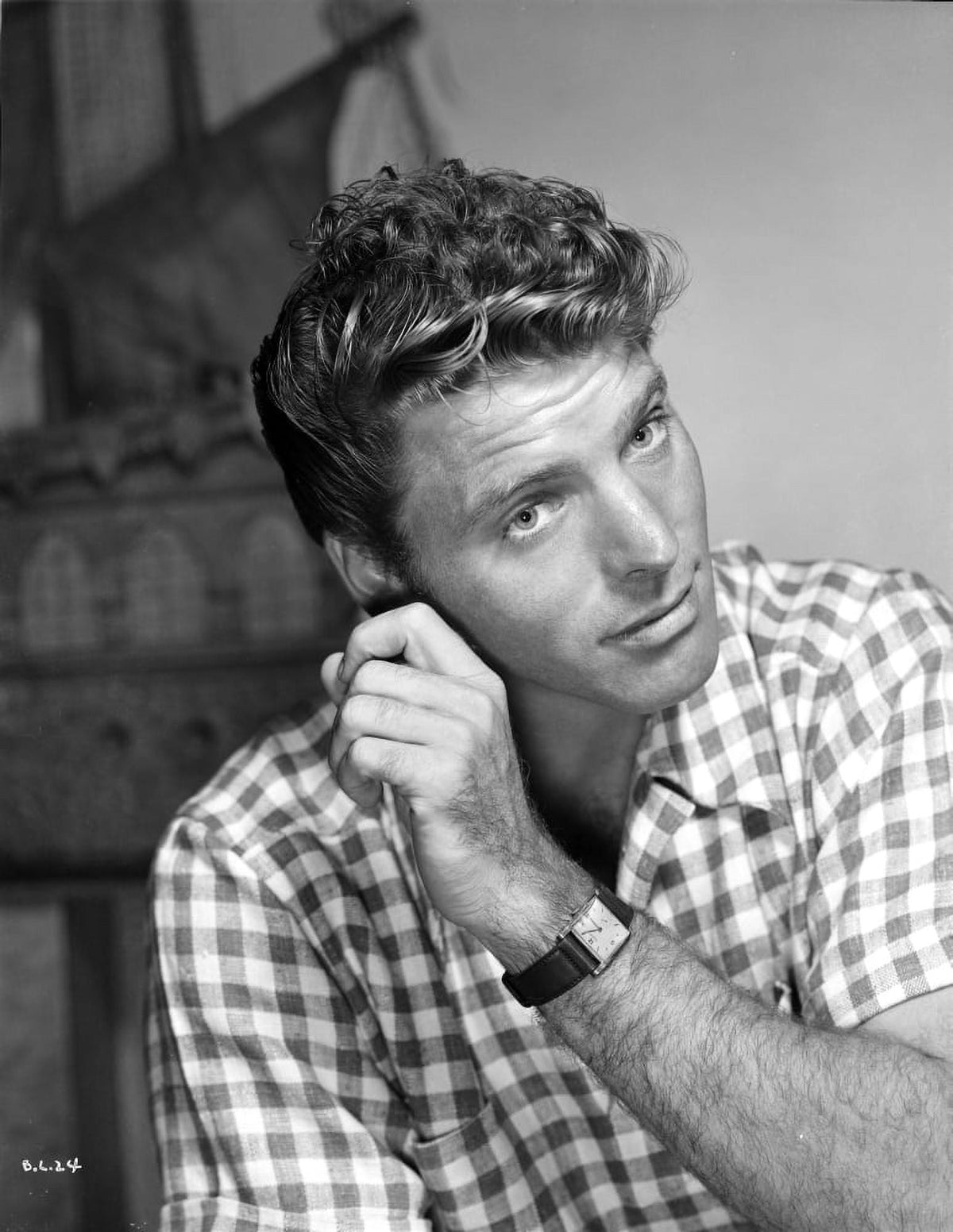 Burt Lancaster candid shot photo print, classic Hollywood art.