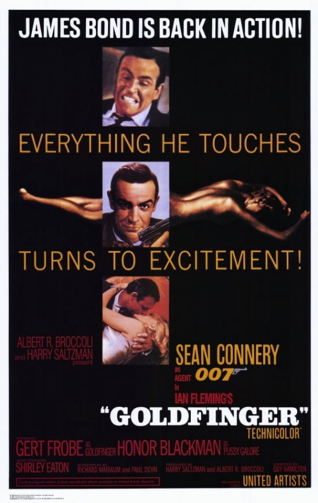 Goldfinger movie poster print showcasing classic cinema art.