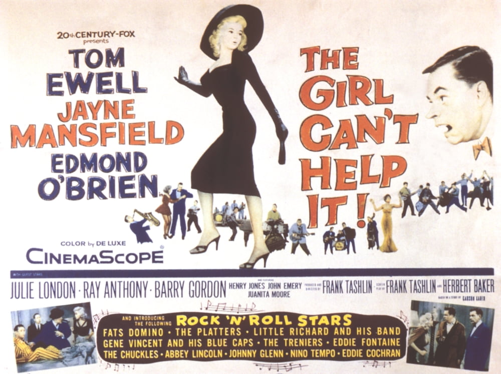 The Girl Can't Help It movie poster featuring Jayne Mansfield and Tom Ewell.