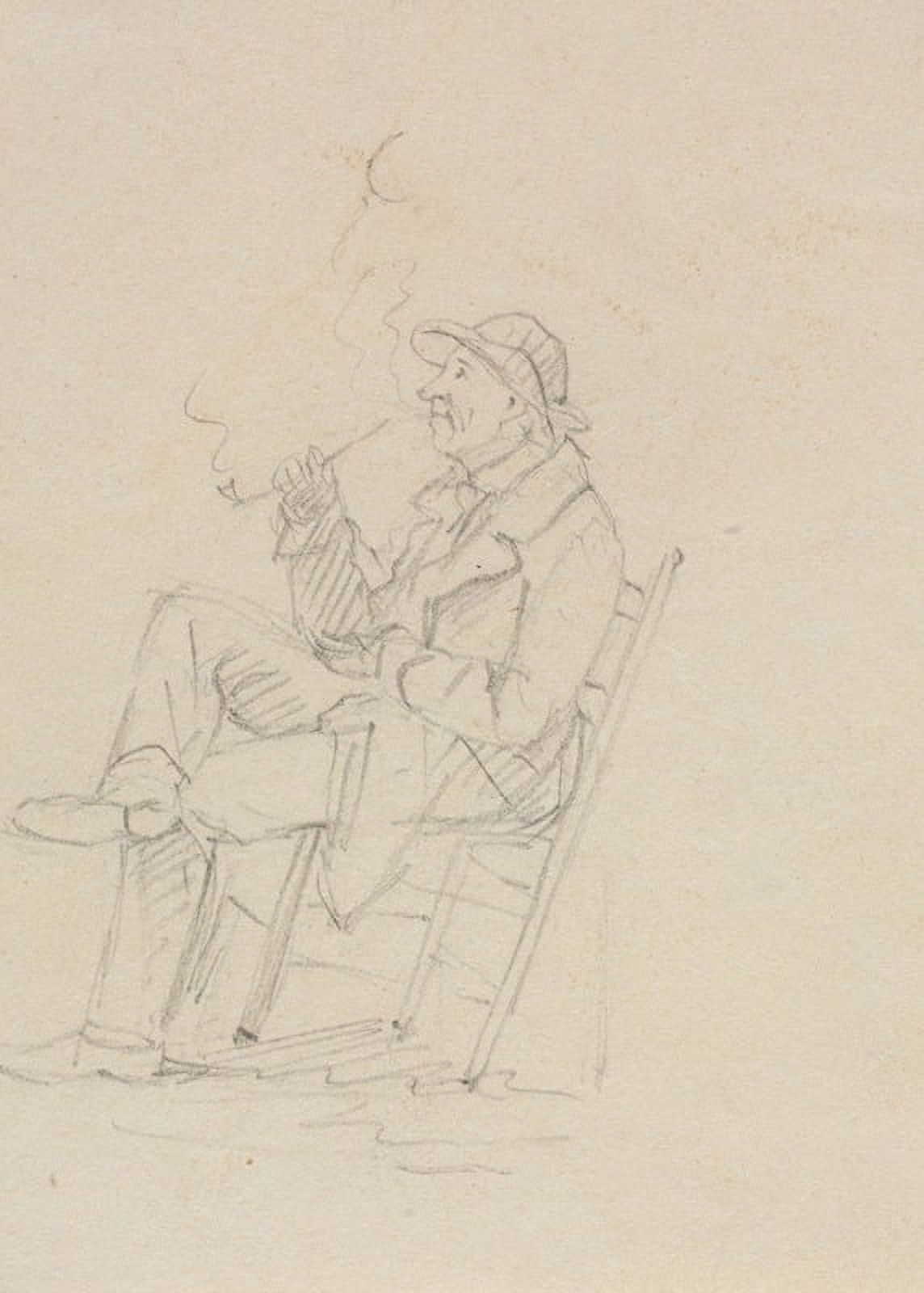 Man Smoking a Pipe Art Print by William Sidney Mount, showcasing classic artwork.