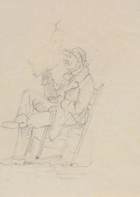 Man Smoking a Pipe Art Print by William Sidney Mount, showcasing classic artwork.