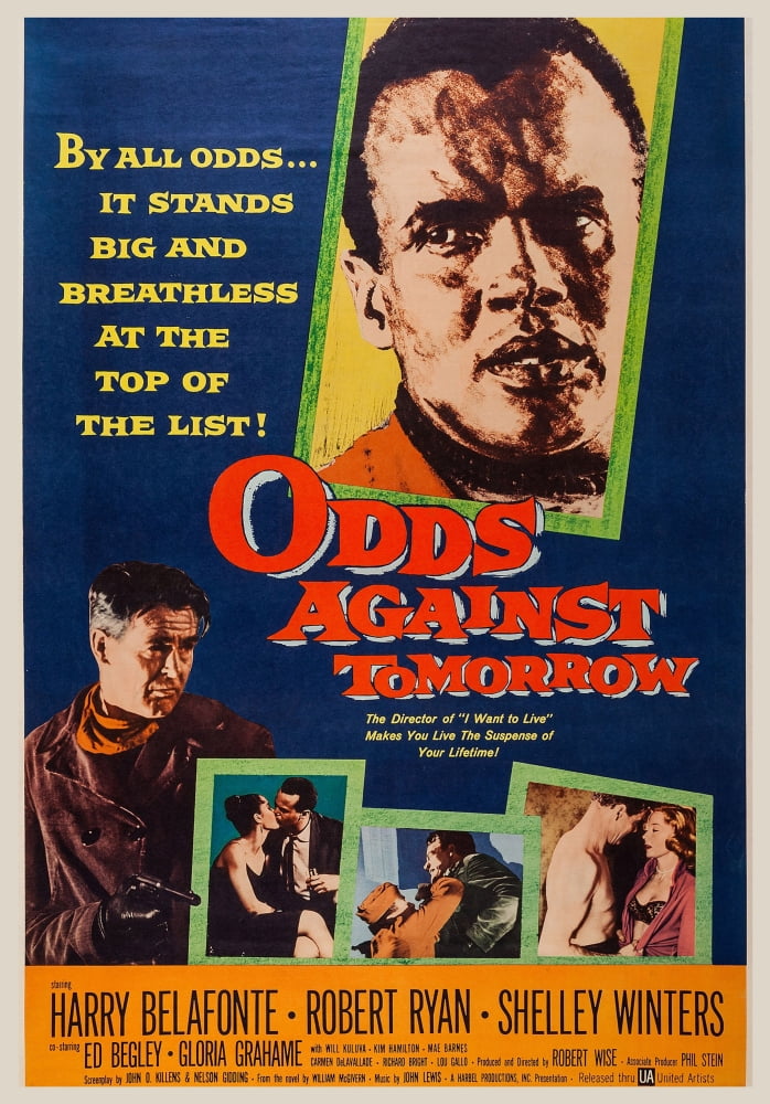 Odds Against Tomorrow movie poster print featuring Harry Belafonte and Robert Ryan.