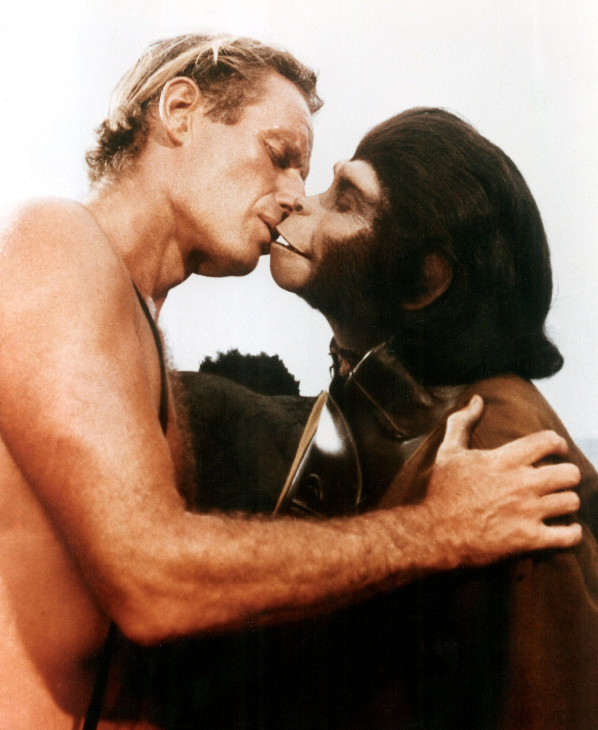Planet of the Apes photo print featuring Charlton Heston and Kim Hunter from the 1968 film.