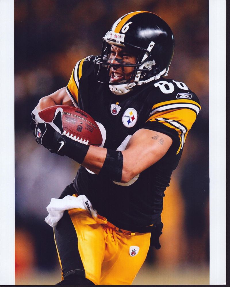 Hines Ward action shot photo print for Pittsburgh Steelers.