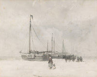 Fishing Boats on the Beach in Winter Poster Print by Anton Mauve