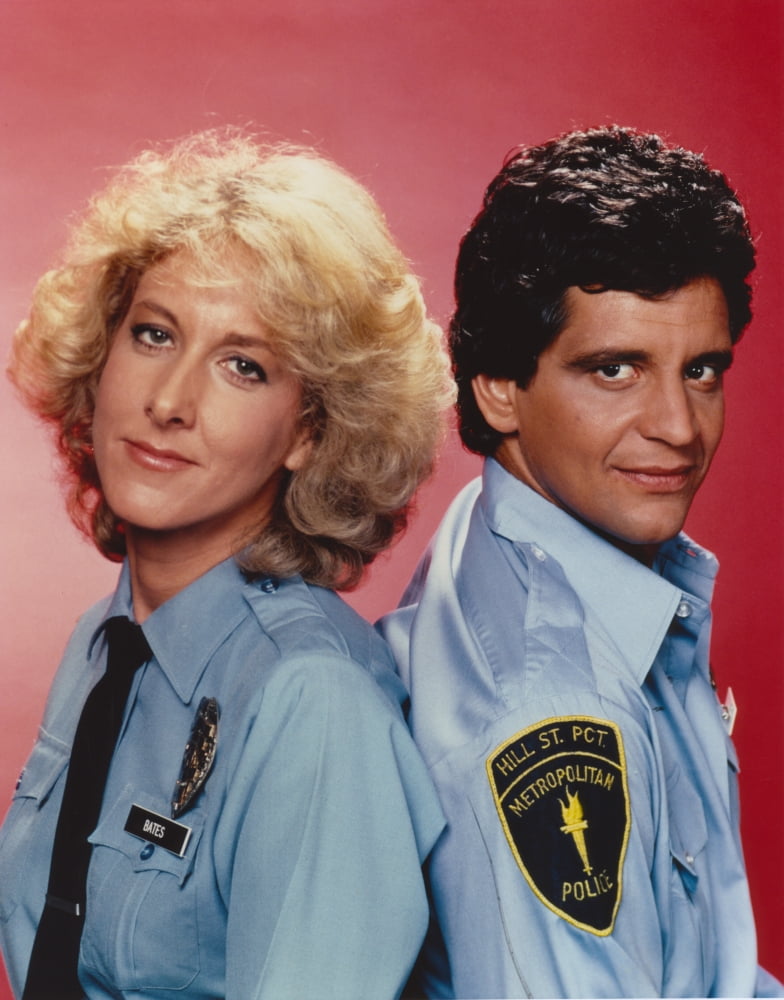 Hill Street Blues police attire photo print, characters in back to back pose.