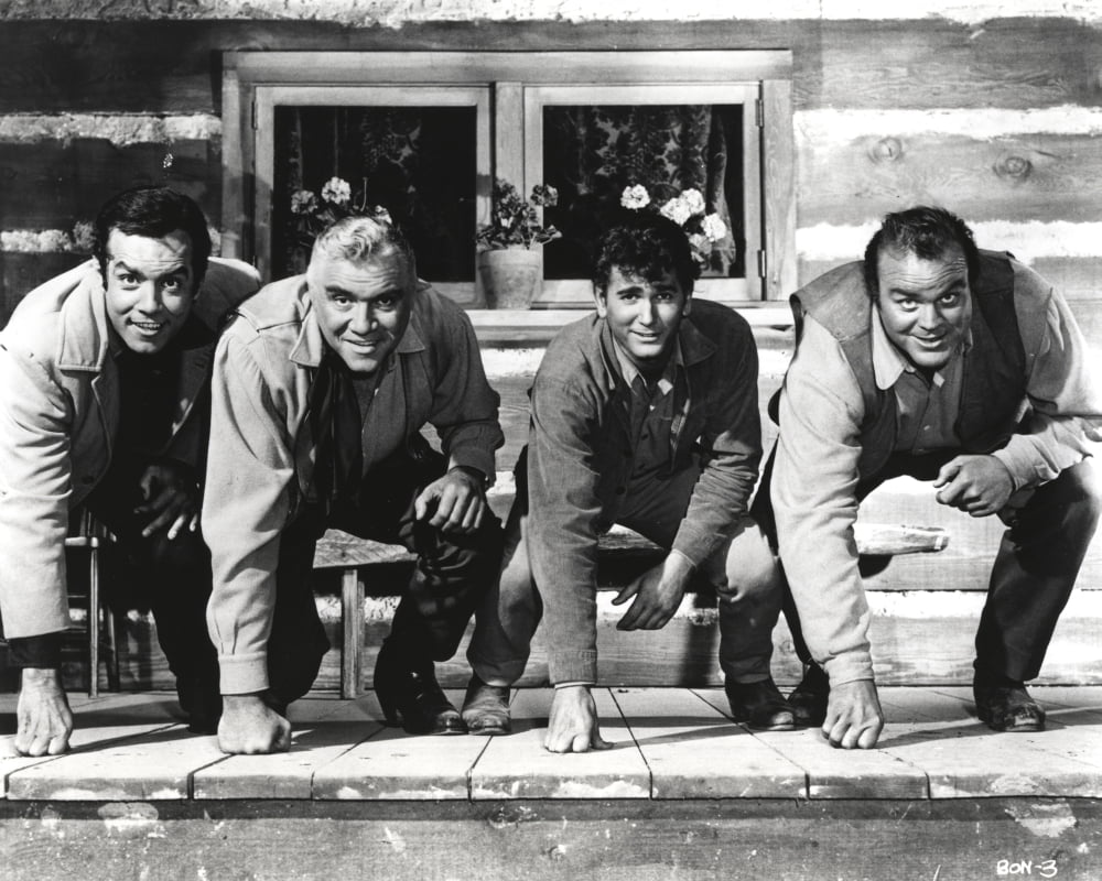 Bonanza Fist Leaning on Floor Pose Black and White Photo Print