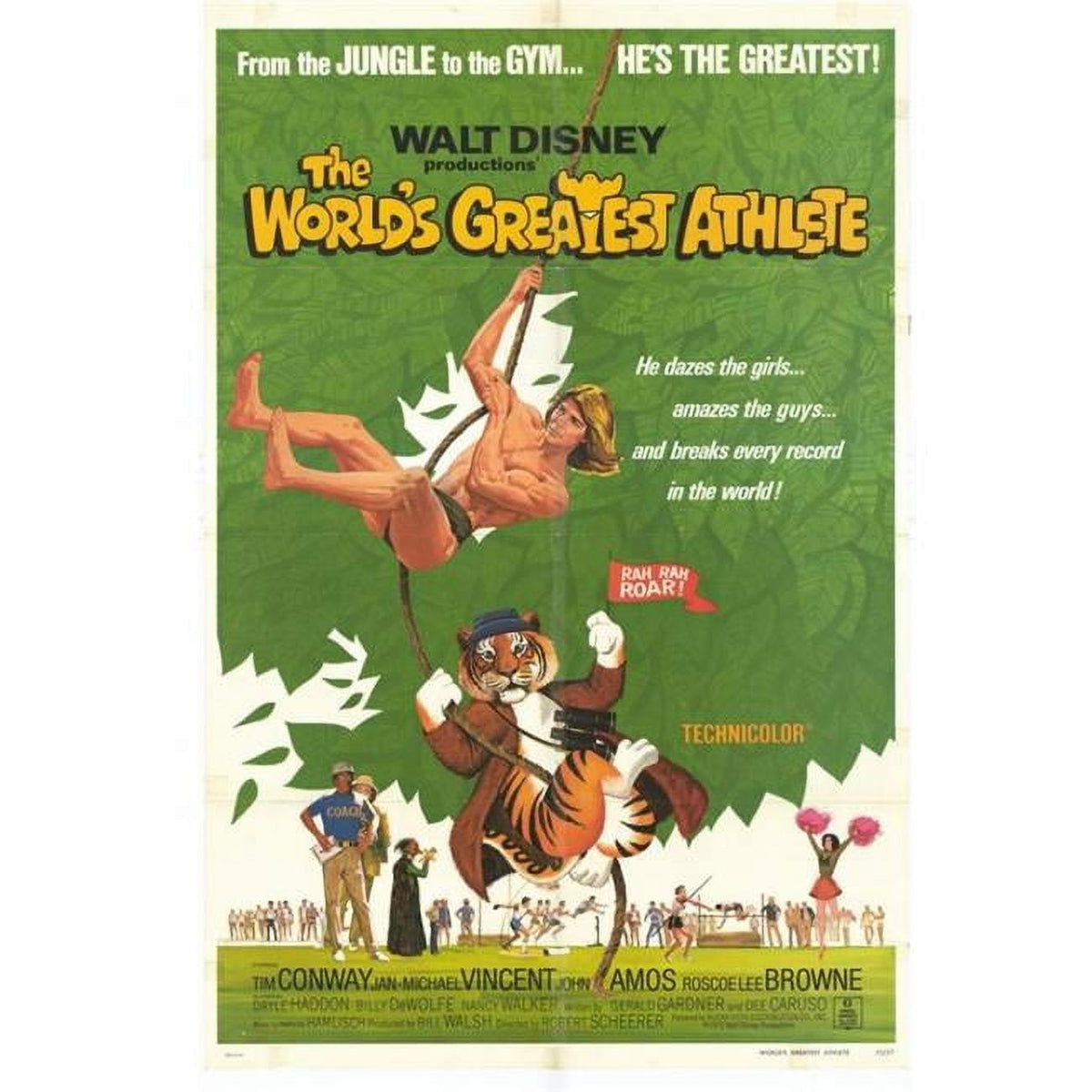 The World's Greatest Athlete Movie Poster Print - 27x40 inches, vibrant colors, perfect for sports fans.