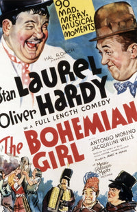 The Bohemian Girl movie poster print featuring Oliver Hardy and Stan Laurel, 1936.