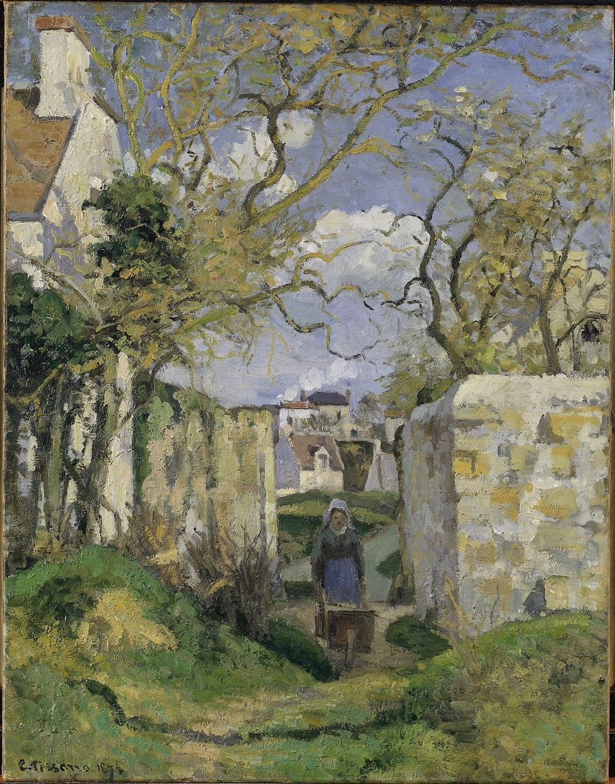 Landscape from Pontoise Poster Print by Camille Pissarro, featuring a serene impressionist landscape.