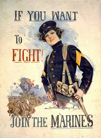 'If You Want to Fight! Join the Marines' 1915 Poster Print by Howard Chandler Christy