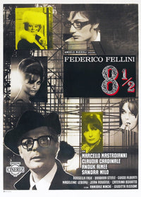 Eight and a Half Movie Poster Print featuring Marcello Mastroianni, 1963 film classic.
