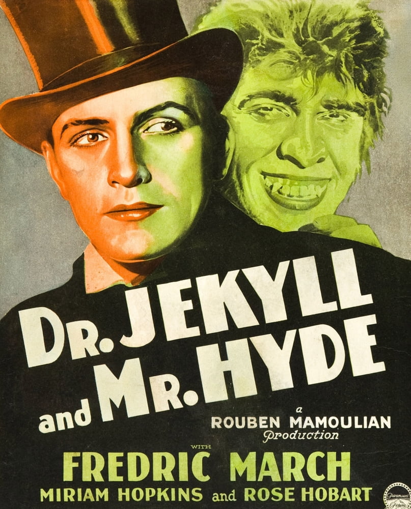 Dr. Jekyll and Mr. Hyde Movie Poster Print featuring Fredric March - 1931 design.