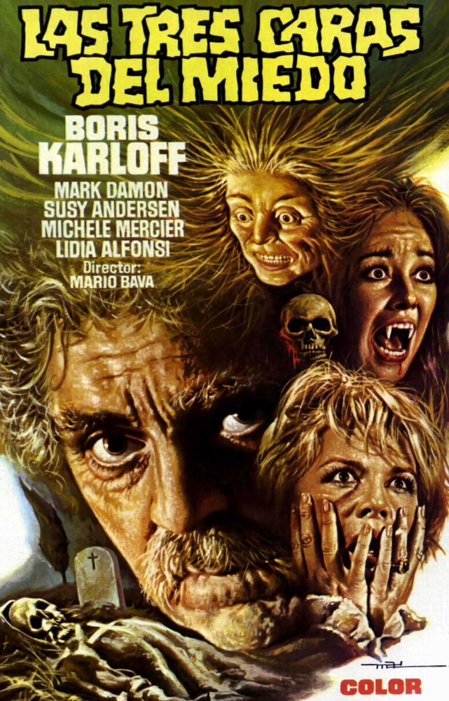 Black Sabbath movie poster art featuring Boris Karloff - Las Tres Caras Del Miedo (1963)