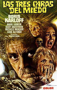 Black Sabbath movie poster art featuring Boris Karloff - Las Tres Caras Del Miedo (1963)