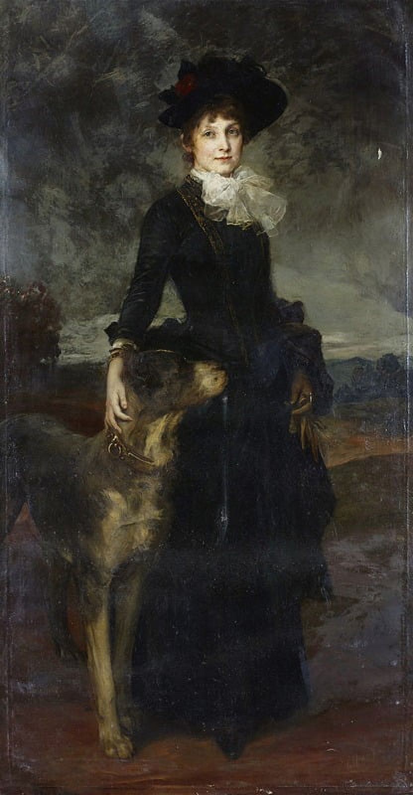 Mina Kaulbach with Great Dane Poster Print by Friedrich August von Kaulbach