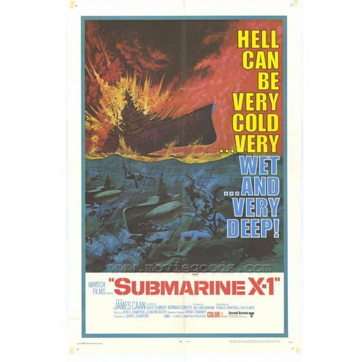 Submarine X-1 Movie Poster Print 27x40 featuring underwater adventure theme.