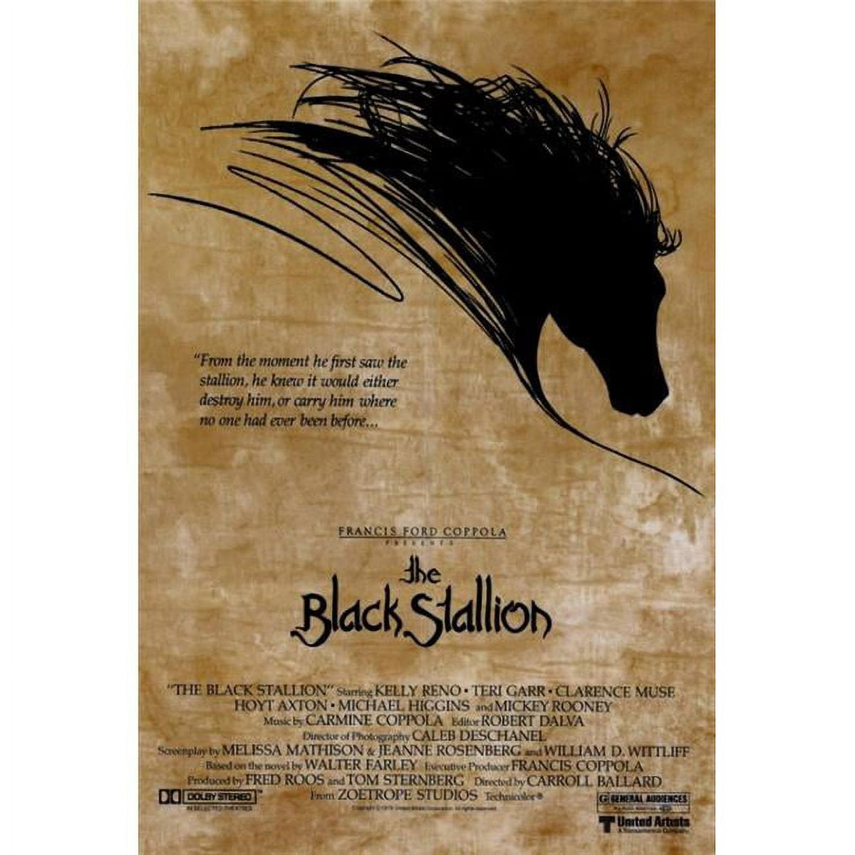 The Black Stallion Movie Poster Print 27x40 showcasing a classic film scene.