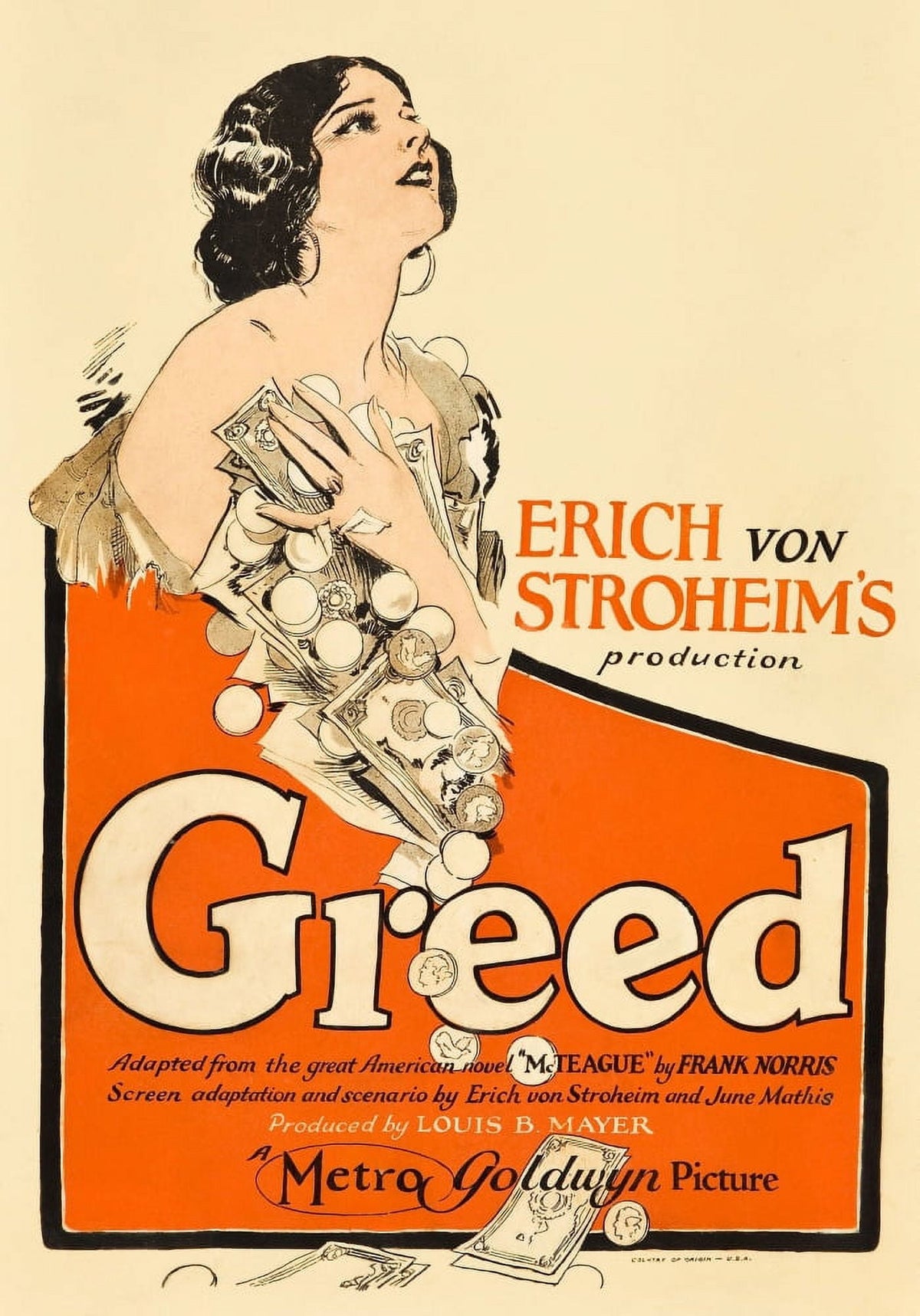 Greed movie masterprint poster featuring Zasu Pitts from 1924.