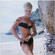 Elke Sommer in a black off-the-shoulders bikini photo print