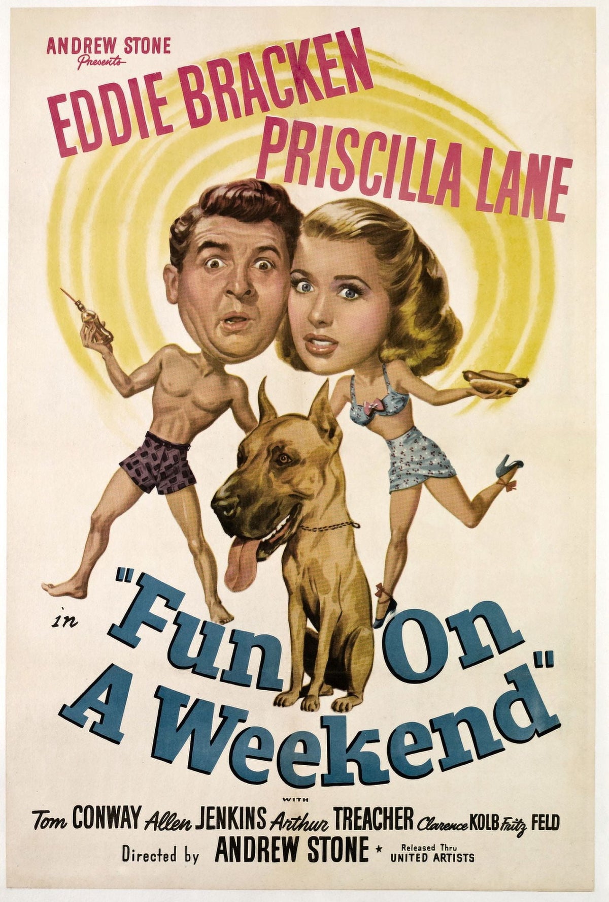 Fun On A Weekend Movie Masterprint Poster featuring Eddie Bracken and Priscilla Lane.