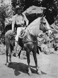 Roy Rogers in cowboy costume with horse photo print