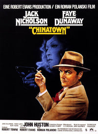 Chinatown movie poster print featuring Faye Dunaway and Jack Nicholson from the 1974 film.